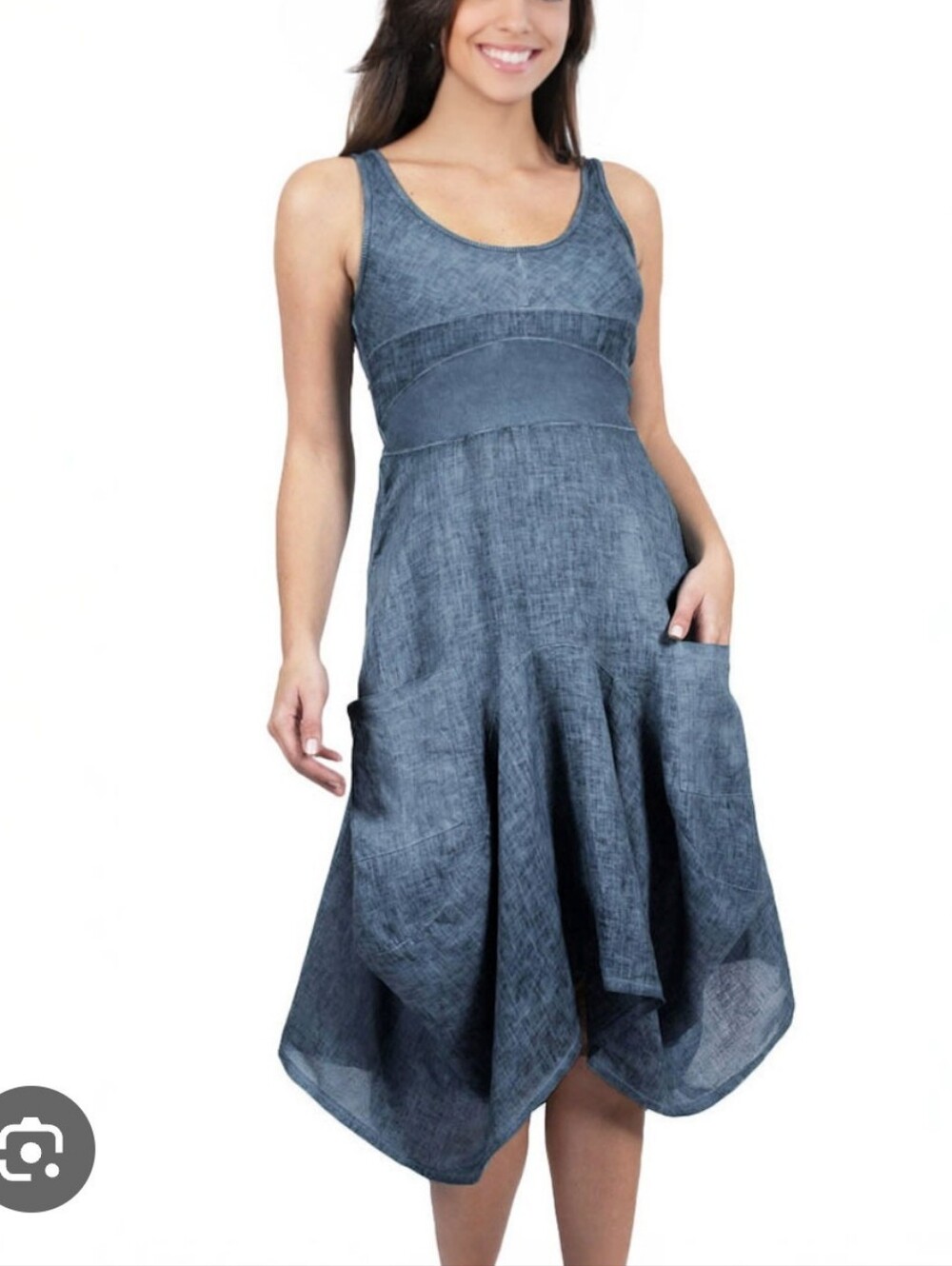 INIZIO ITALY MAGIC LINEN DRESS IN MOSS GREY Size L Made In Italy Lagenlook